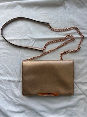 Michael Kors Metallic Rose Gold Saffiano Crossbody Bag